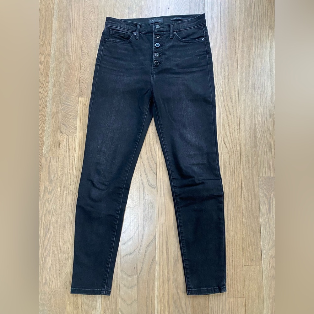 Women's Black High Rise Skinny ankle Button Fly Jeans Size 27 Banana Republic